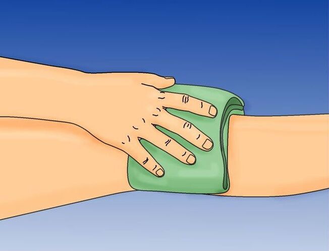Comprimir en la rodilla para la osteoartritis.